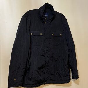 G.H. Bass & Co. Dark Navy Quilted Utility Snap Up Jacket w Gold Accents